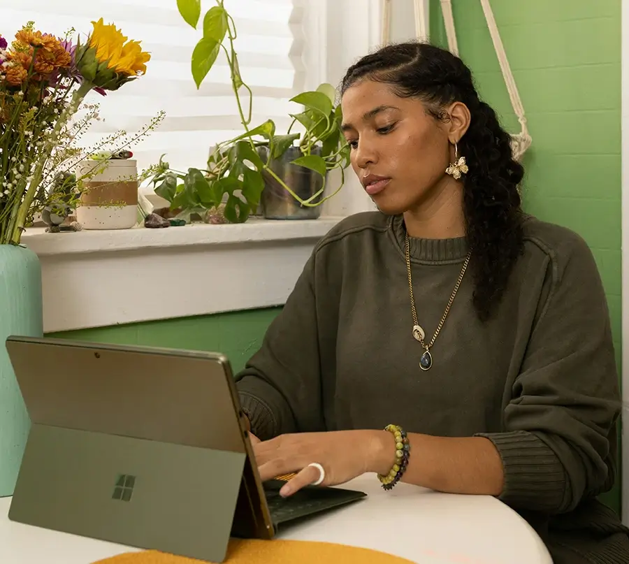 Woman looking at computer